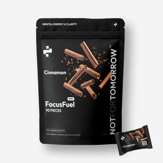 NOTFORTOMORROW FocusFuel Cinnamon pouch, 90 pieces, black bag with cinnamon sticks and a single sachet