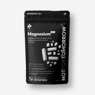 NOTFORTOMORROW Magnesium 7-in-1 stand-up pouch, angled view, 120 capsules variant
