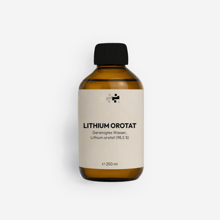 Lithium Orotat 250 ml amber glass bottle with black cap