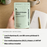 Información nutricional: Las 8 vitaminas B, con B6 como piridoxal-5-fosfato. Con metilcobalamina (B12) y folato L-5-MTHF. Más colina e inositol.