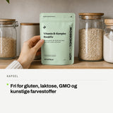Kapsel: Fri for gluten, laktose, GMO og kunstige farvestoffer.