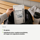 Polvo: Sin gluten. Ingrediente único: creatina monohidrato, sin ningún otro ingrediente añadido.