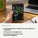 Näringsvärden: 40 mg naturligt koffein per sugtablett (80 mg per daglig dos om 2 sugtabletter). 120 mg L-teanin i den dagliga dosen. 100 % NRV vitamin B6 och 192 % NRV vitamin B12 per daglig dos.
