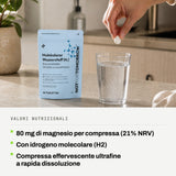 Valori nutrizionali: 80 mg di magnesio per compressa (21% NRV). Con idrogeno molecolare (H2). Compressa effervescente ultrafine a rapida dissoluzione.