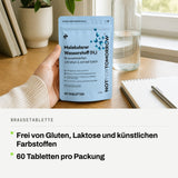 Brausetablette: Frei von Gluten, Laktose und künstlichen Farbstoffen. 60 Tabletten pro Packung.