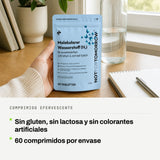Comprimido efervescente: Sin gluten, sin lactosa y sin colorantes artificiales. 60 comprimidos por envase.