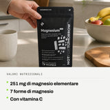 Valori nutrizionali: 251 mg di magnesio elementare. 7 forme di magnesio. Con vitamina C.